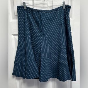 American Living Dark Blue and White Striped Linen Blend Skirt, Size 12